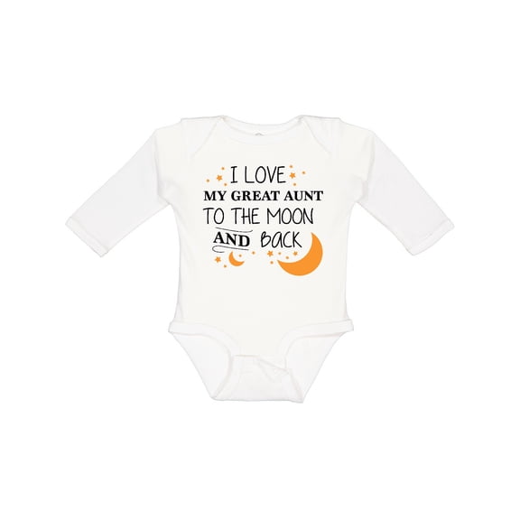 Inktastic I Love My Great Aunt to the Moon and Back Boys or Girls Long Sleeve Baby Bodysuit
