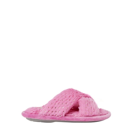 Dearfoams Kids Pile Crisscross Slide Slippers