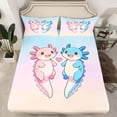 thumbnail image 2 of jejeloiu Ocean Animal Axolotl Full Size Sheets,Cute Animal Salamander Bed Sheets For Girl 4pcs, 2 of 7
