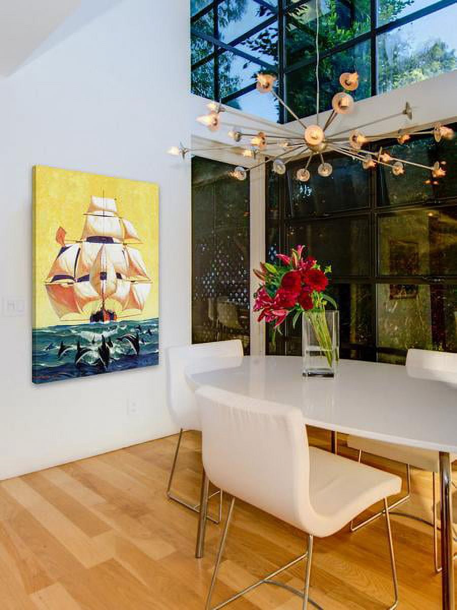 "Led by Dolphins" Painting Print on Wrapped Canvas