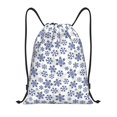 thumbnail image 1 of Saiise Dark Blue Snowflakes Pattern Sports Drawstring Backpack - String Swim Gym Bag with Wet Proof Pocket for Women&Men-Small, 1 of 6