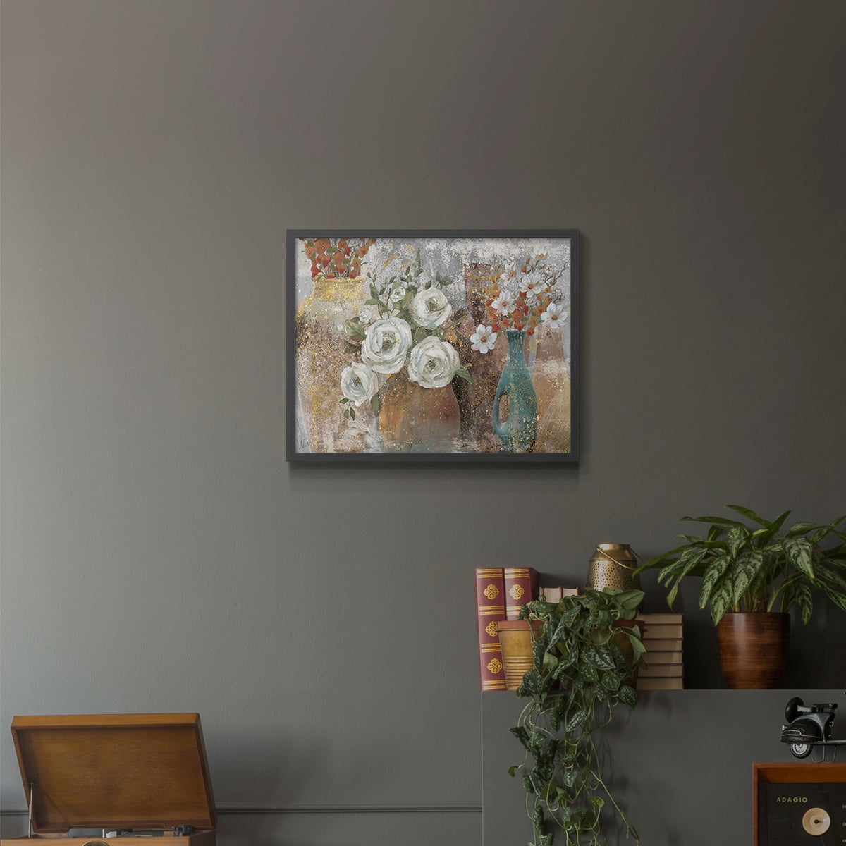 Vessels and Blooms Spice by Nan - Restickable Framed Giclée Print