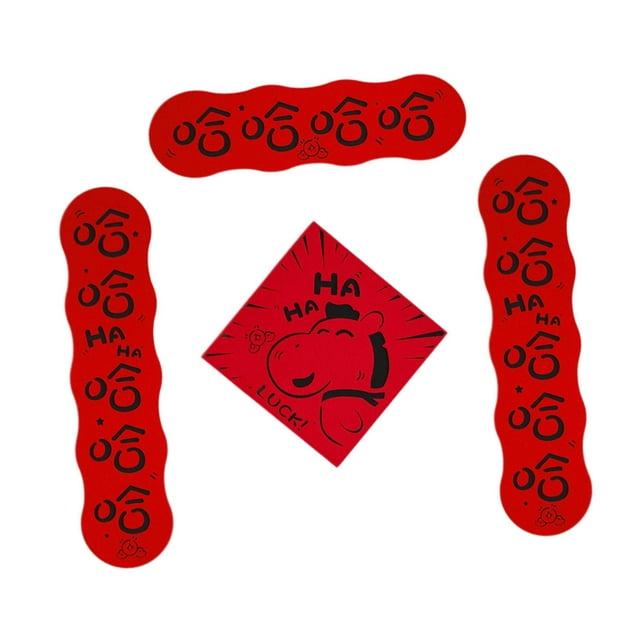 Voxware New Year Couplets Spring Festival Fu Character Banner Set with Felt Material Horse Pattern And Traditional Blessing Suitable for Home Door Workplace F haha