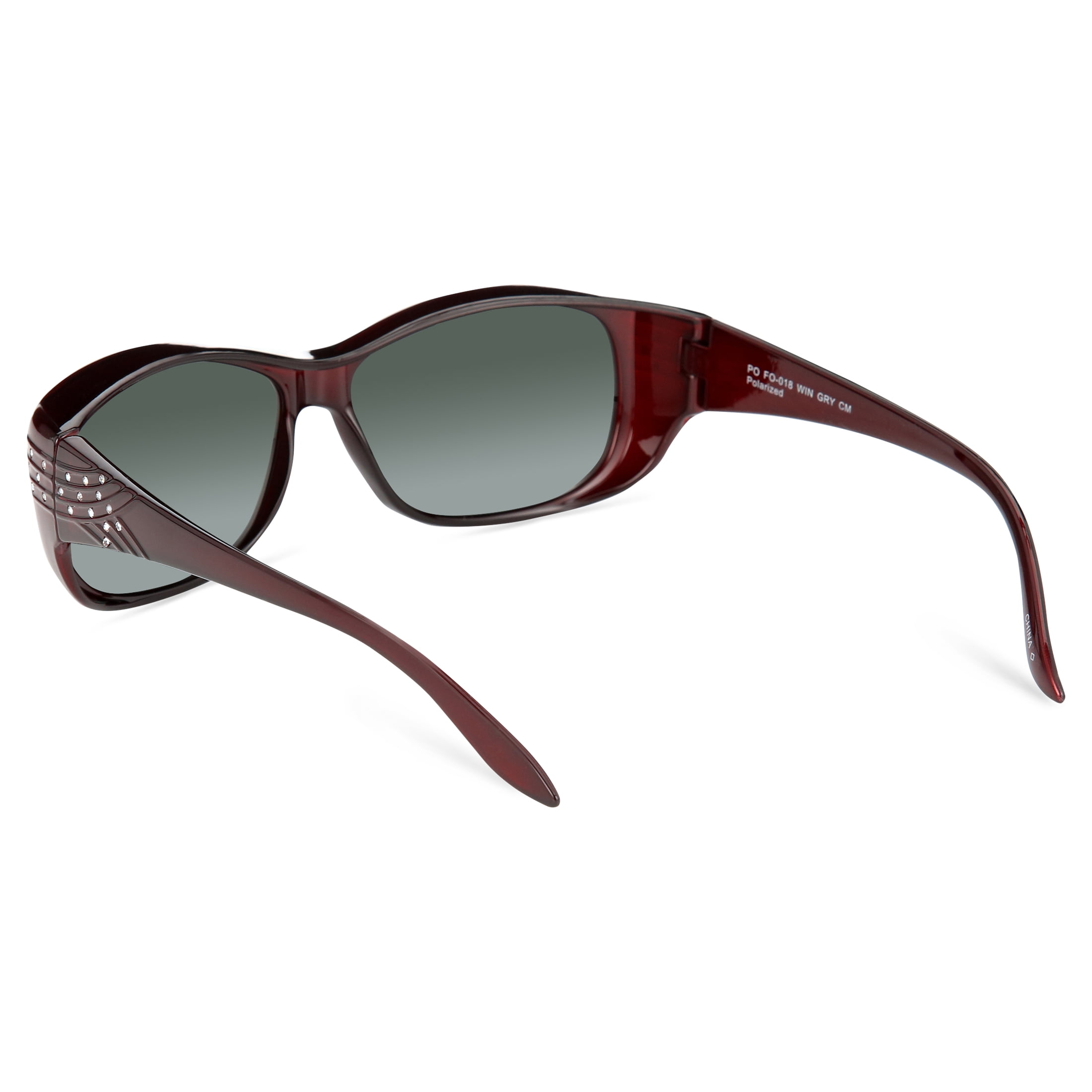 Polar Optics Women's FO-018 WIN GRY CMT Plastic Fits Over Sunglasses Wine