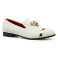 thumbnail image 2 of Loafers for Men Men's Rhombus Velvet Loafers White Wedding Dress Shoes Men's Gold Buckle, White-06, 11 US, 2 of 5