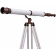 thumbnail image 4 of Floor Standing Brass Telescope White Leather Telescope Copper Antique Telescope Nautical Brass Telescope With Tripod Wooden Stand Gift, 4 of 5