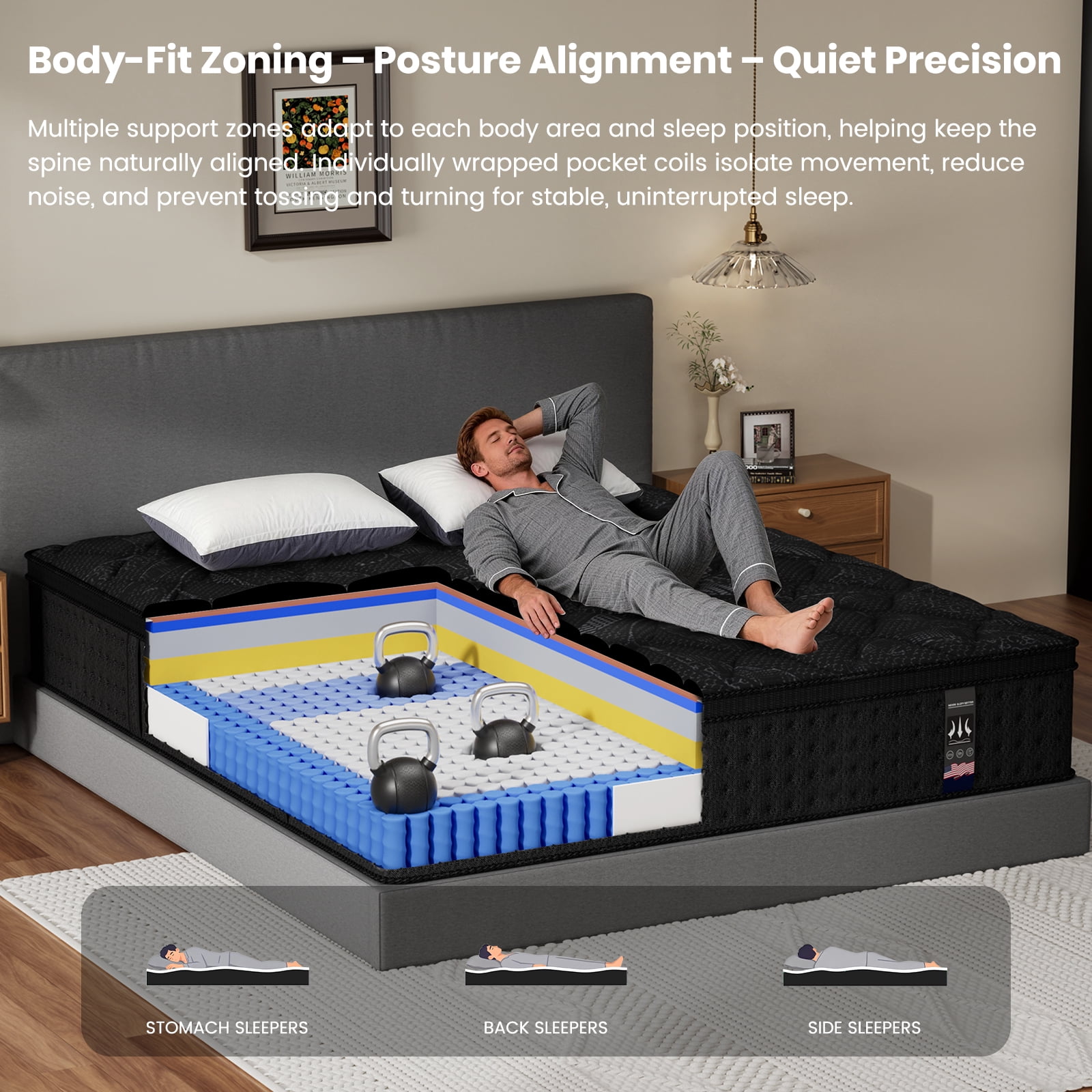 KOW 14-inch Hybrid Gel Memory Foam King Size Mattress in a Box, Medium Firmness, Cooling & Comfort
