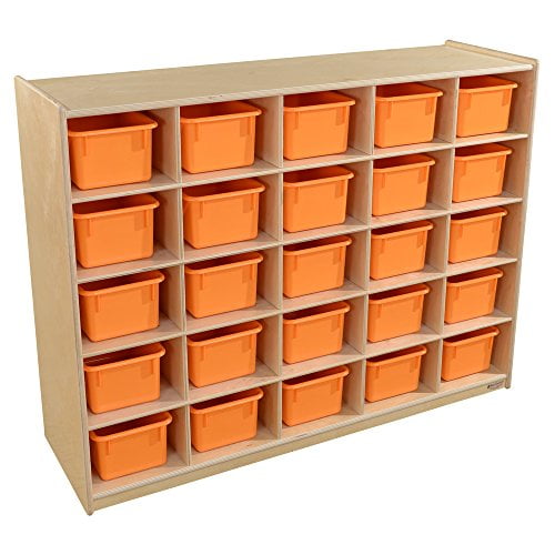 Wood Designs 16009OR 25 Tray Storage with Orange Trays