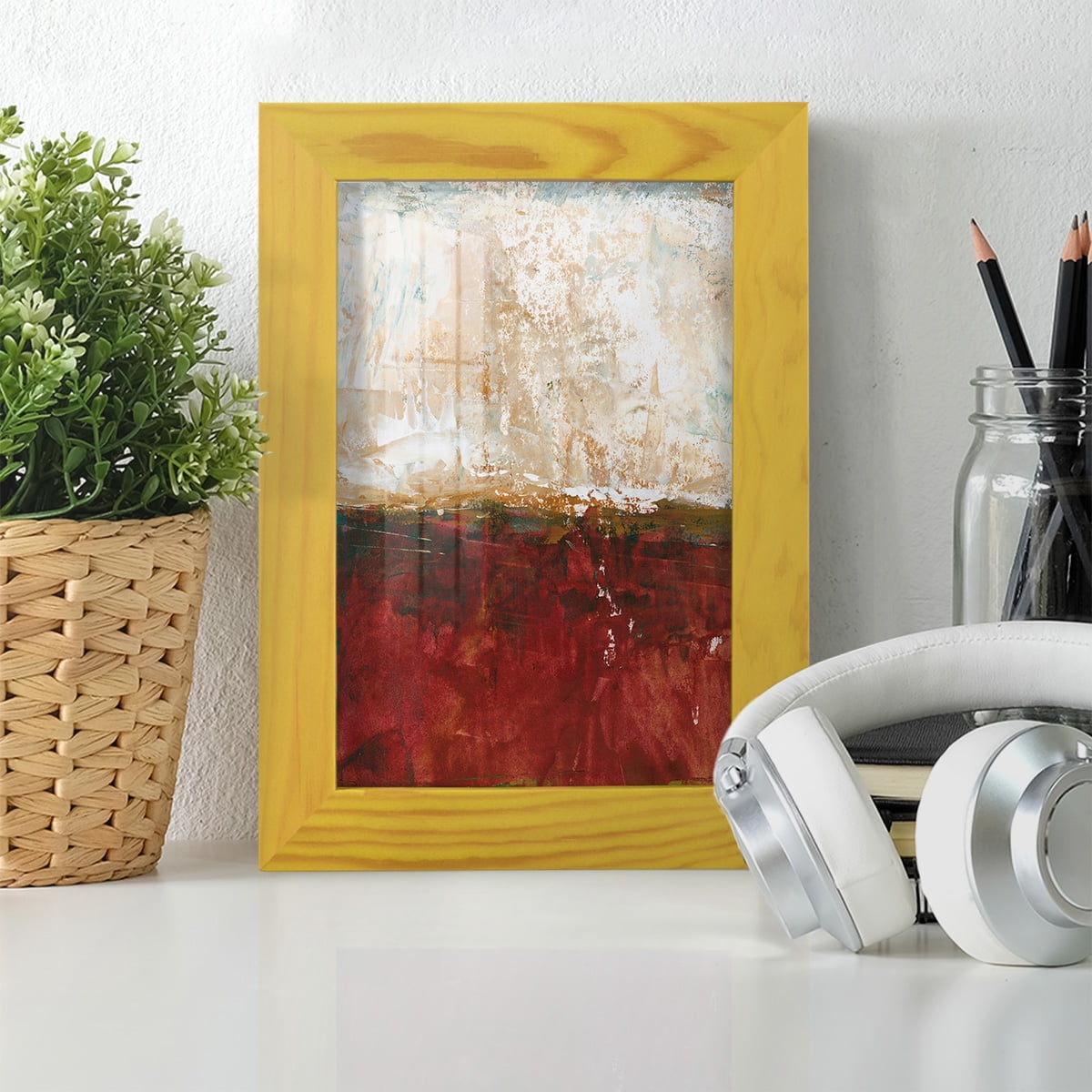 August Horizon I -Framed Print w/glass-Sunflower Yellow