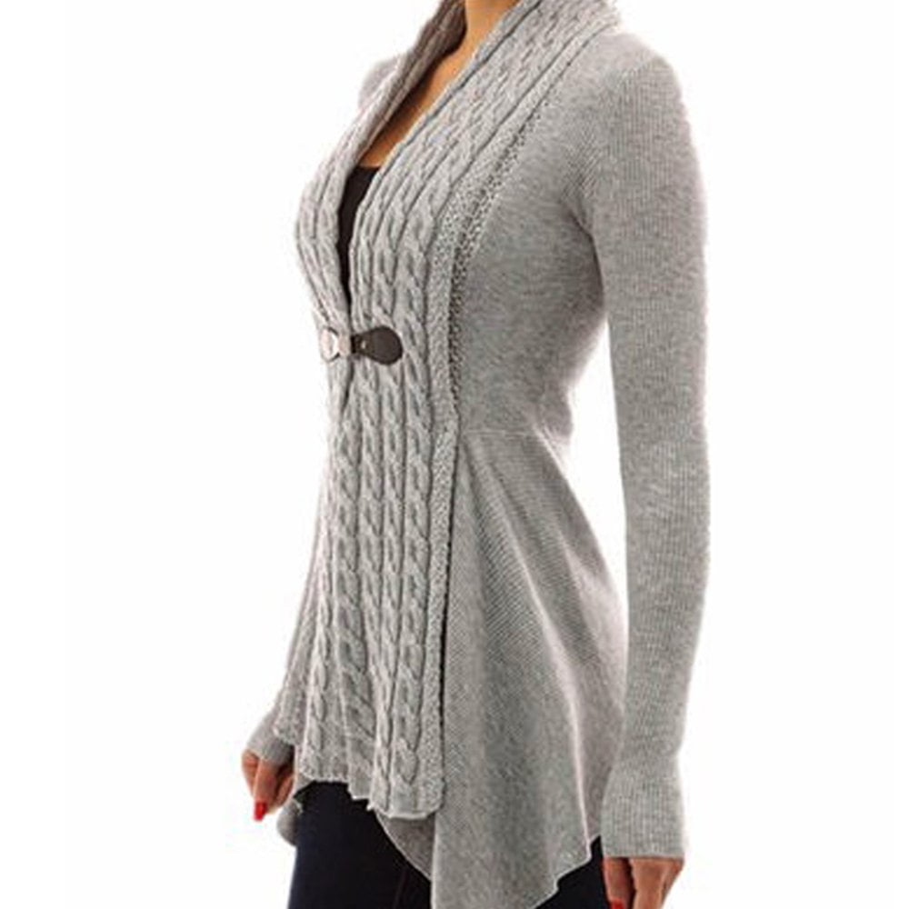 cable knit irregular hem cardigan