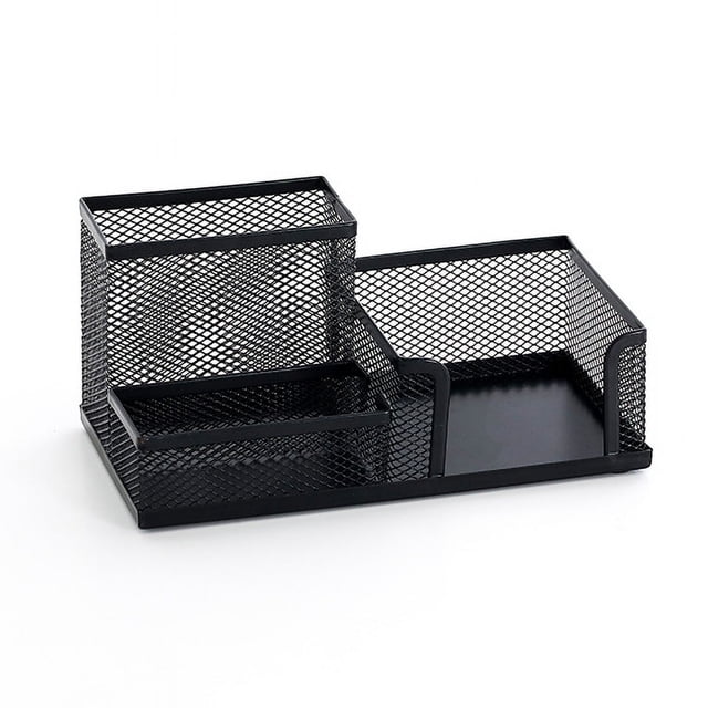 Organizador de escritorio de malla, organizador de escritorio, soporte de metal para suministros de oficina y cestas de almacenamiento para accesorios de escritorio, 3 compartimentos, color