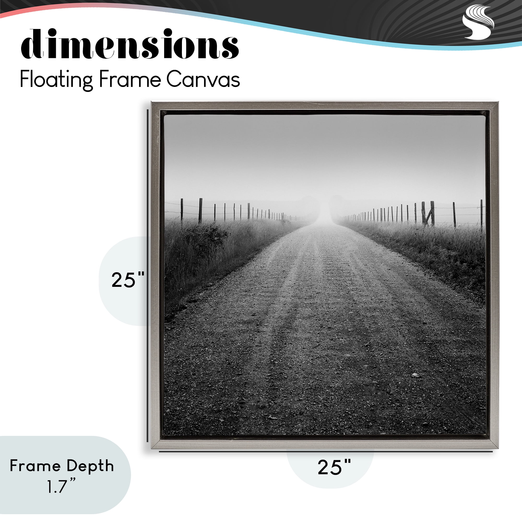 Stupell Industries Country Road in Morning Mist Gray Framed Floater Canvas Wall Art, design by Chip Forelli