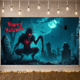 thumbnail image 6 of Creepy Cartoon Design Halloween Banner Spooky Graveyard Scene Decorative Elements for Halloween Party Scary Event Haunted House, 6 of 9