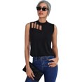 thumbnail image 1 of Camiseta sin mangas con cuello alto para mujer Negro sólido M Negro sólido M Xishao ropa, 1 of 2