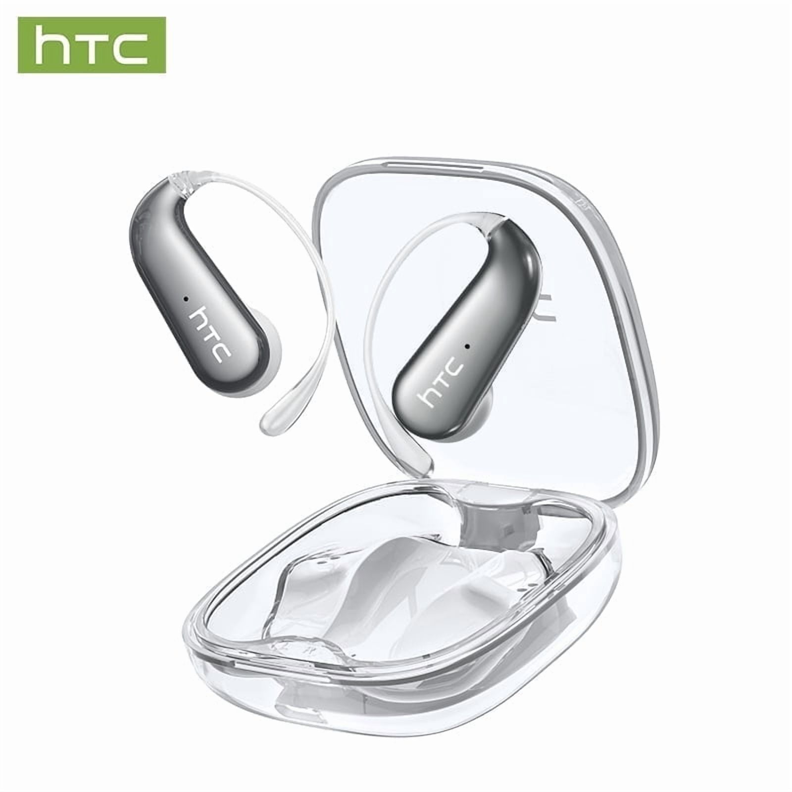 HTC NE38 Bluetooth 6.0 Open-Ear Earbuds, AI Translator, Noise-Cancelling, 130+ Languages, 40H Playtime, IPX5 Waterproof, Beige+Earbud Case