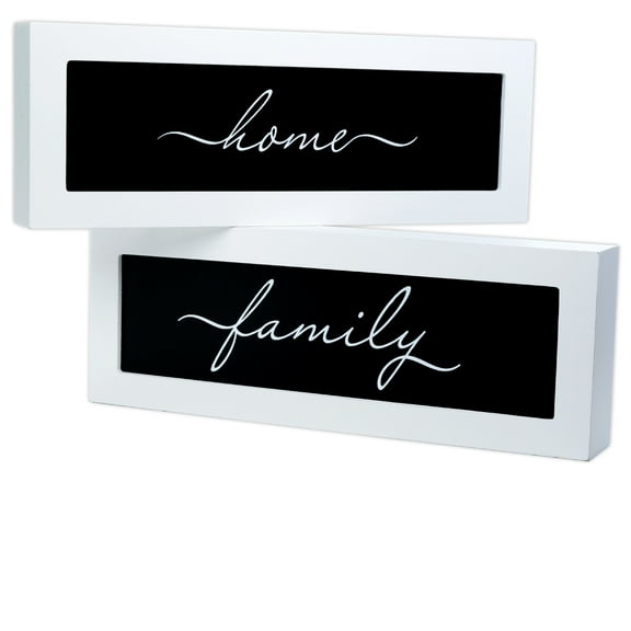 Excello Global Products 2 Pack of White Shadow Box Sign - Home & Family - EGP-HD-0377