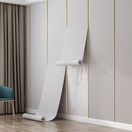 Zhuge 1 Roll 19.7"×39.4" 3D Texture Foam Cotton Peel and Stick Wallpaper, Waterproof Removable Tenant-Friendly Wall Decor for Living Room & Bedroom, Light Grey