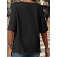 thumbnail image 4 of Camiseta Informal Holgada de Corta con Cuello Redondo y Botones de Algodón y para Mujer, Estilo Formal y de Trabajo Negro L, 4 of 7