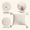 thumbnail image 3 of Boho Throw Pillow Cover 18x18in, Knitted Decorative Cushion Case with Tassel Fringe, Herringbone Texture, White Pillow Cover for Sofa Couch Bedroom, 3 of 8