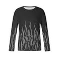 thumbnail image 5 of Penkiiy 3D Graphic Flame Print Shirts for Mens Casual Long Sleeve Tee Shirts Top XL Black, 5 of 5