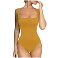 thumbnail image 2 of Black and Friday Clothing Sales Idoravan Women's Slimming Long Leg Bodysuit,Women's Sexy Seamless Neck Sleeveless Tapered Shoulder Strap Jumpsuit Yellow L, 2 of 9