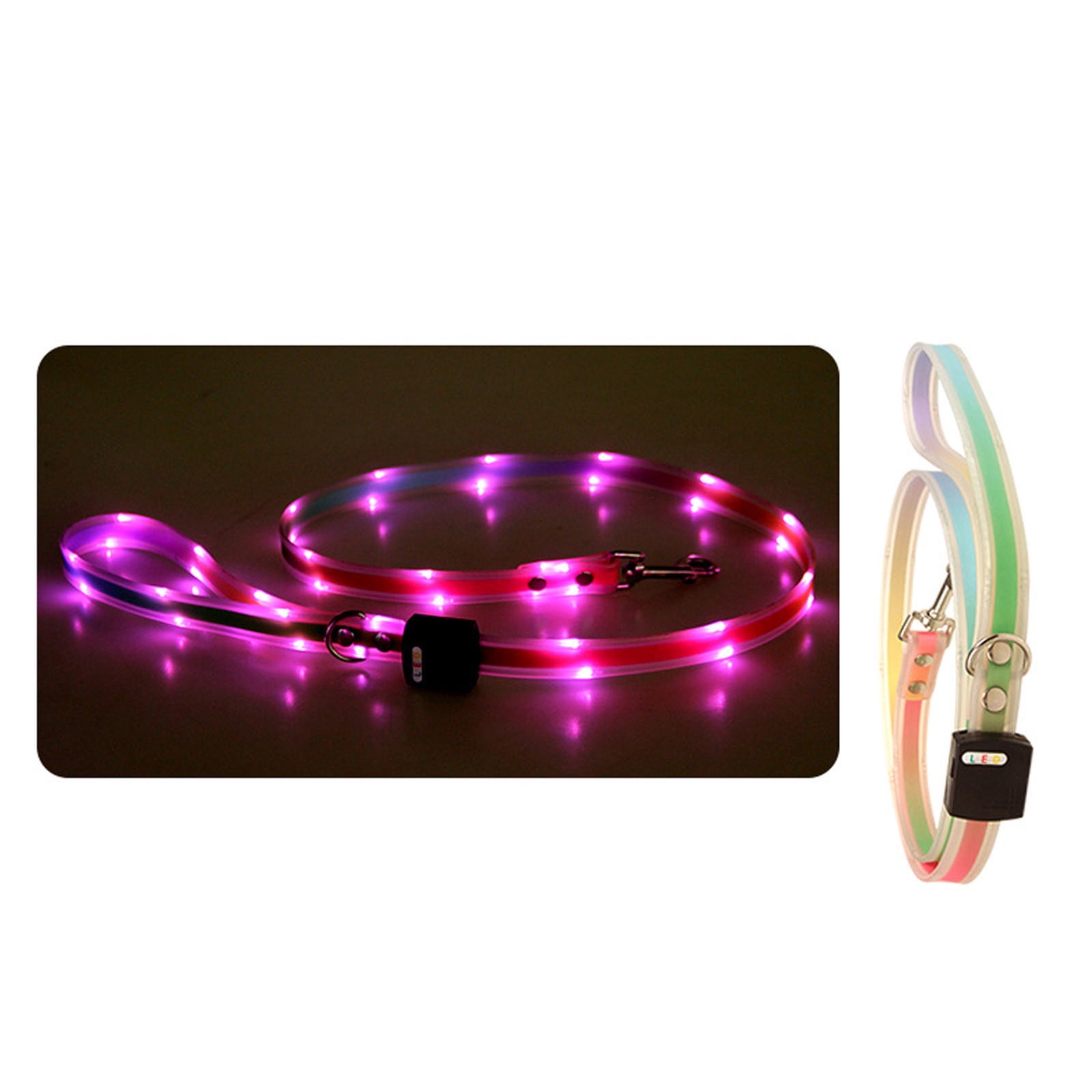 USB Rechargeable LED Dog Leash - 5FT Light Up Leash for Night Walking, Glow in The Dark Safety Lead with Reflective Stripes for Small Medium Large Dogs