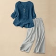 thumbnail image 2 of Womens linen 2 Piece Outfits Linen Beach Set Cotton Gauze Loungewear Sets Summer Work Outfits For Women Vacation Clothes Trouser Pants Suits Trending Womens Clothes Beach Travel Set, 2 of 8
