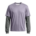 thumbnail image 7 of GrmtClth Mens Shirts Fake 2-Piece Layered Crew Neck Pullover Tops Contrast Long Sleeve Lightweight Walking Hiking Shirts Light Purple 3XL, 7 of 7