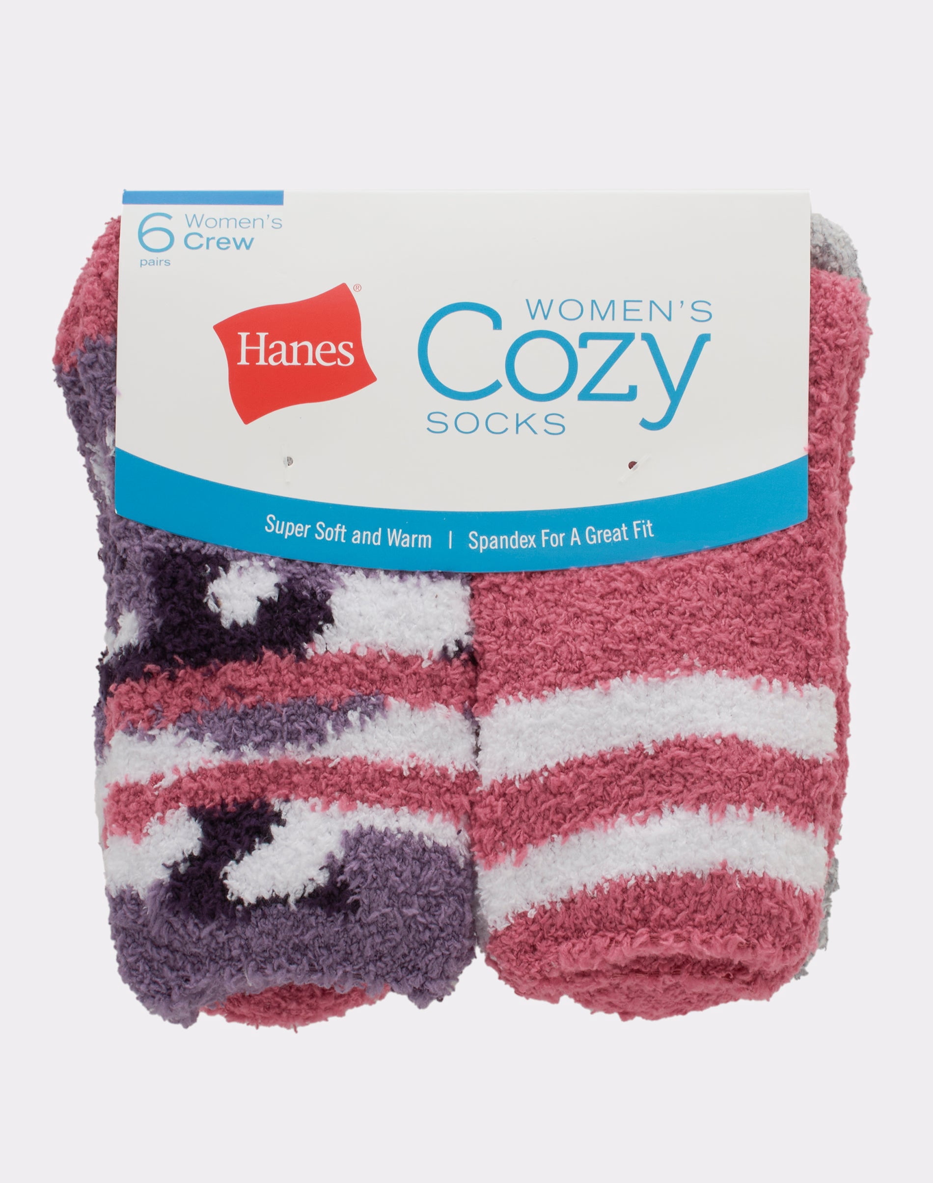 Hanes Cozy Crew Socks 6-Pack Women's Soft Fluffy Comfy sz 5-9 4 Color Choices