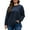 Lightweight-Navy Blue, variant on FlorCurve Plus Size Sweatshirts for Women Crew Neck Long Sleeve Pullover Sweatshirts Fleece Side Split Oversized Blouse, Black XL