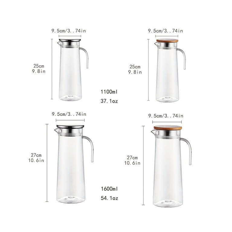1pc, Water Pitcher With Lid, 37.1oz/54.1oz Heavy Duty Drink Picher