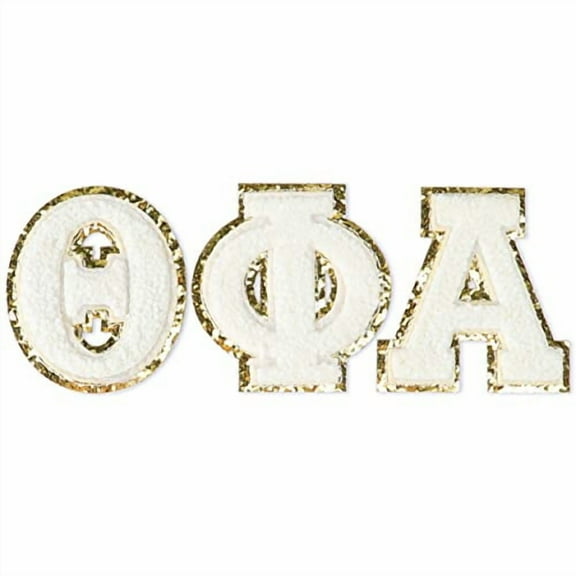 Sorority Shop Theta Phi Alpha Chenille Letter Stickers - Adhesive Back, Set of 3 Greek Letters