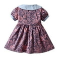 thumbnail image 5 of Aoujea Up to 50% off Summer Dress Toddler Kids Baby Girls Summer Retro Print Puff Sleeve Dress Princess Dress, 5 of 9
