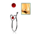 thumbnail image 2 of iJewelry2 Red Round Crystal Sterling Silver Illusion Stud Heart Shaped Nose Lip Non-piercing Bone Ring Clip, 2 of 2