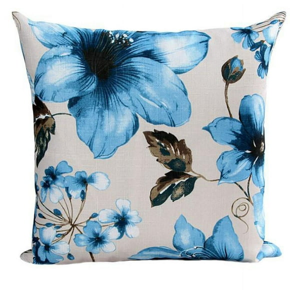 Riforla Flowers Pattern Sofa Bed Home Decor Pillow Case Cushion Cover BU Pillow Case Blue