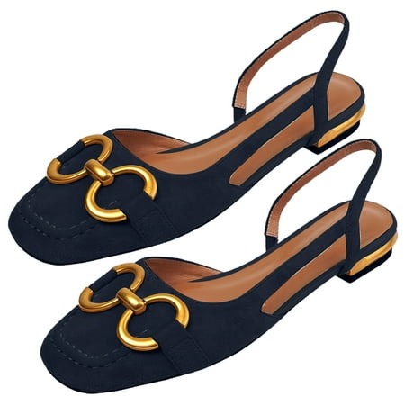 

huanledash Women Sandals Cover Toes Lower Heel Ring Decor Woman Sandals Elegant Office Shoes for Daily Wear