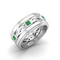 thumbnail image 2 of 2mm Square Emerald 925 Sterling Silver Twisted Rope Stackable Valentines Day Gifts Ring, 2 of 4