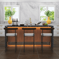 thumbnail image 5 of 71" Modern Black Marble Dining Table with LED Lights, Rectangular Faux Marble Kitchen Table for 4-6 People, Large Island Table with Striped Grille Base for Dining Room, Home, or Living Room, 5 of 12