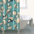 thumbnail image 4 of Beige Mushroom Sketch Teal Pattern Shower Curtain 36"x72" ,Bathroom Decorative Shower Curtains Set with 12 Hooks,Modern Waterproof Washable Shower Curtain, 4 of 6