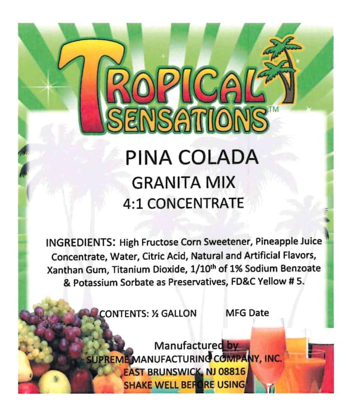 Tropical Sensations Pina Colada Granita Slushie Mix – 64 oz Bottle – Non-Alcoholic Frozen Drink Mix for Slush Machines