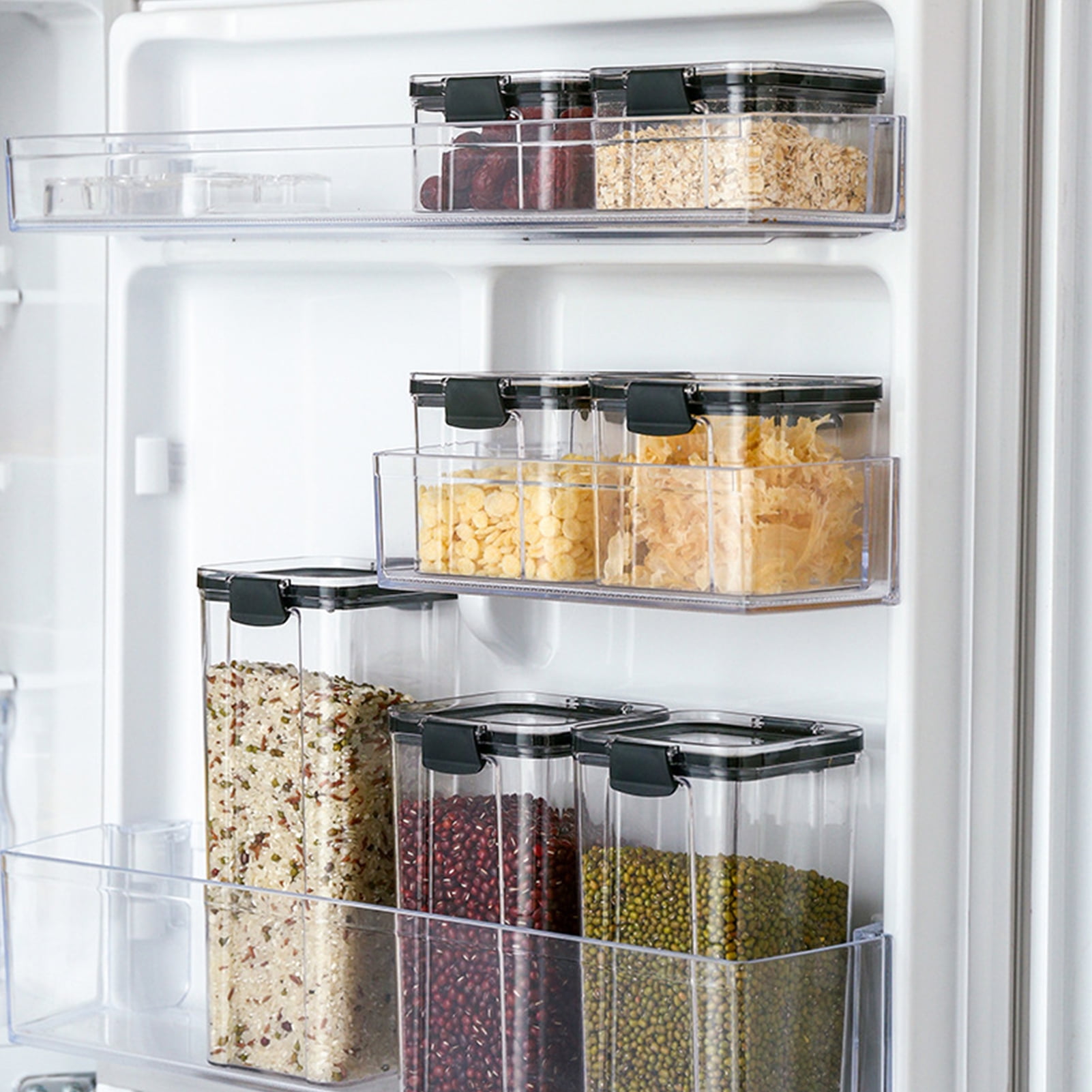 Travelwant 1/4Pcs Airtight Food Storage Containers Set with Lids, BPA Free Plastic Dry Food Canisters for Kitchen Pantry Organization and Storage, Dishwasher Safe,4 Different Size