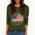 thumbnail image 4 of Women's T-Shirts America 250 Patriotic Flag Print Crew Neck 3/4 Sleeve 1776–2026 Anniversary Top, 4 of 4