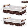 thumbnail image 4 of Round Paper Rope Storage Basket, Wicker Baskets for Organizing with Wooden Handles, Decorative Basket for Countertop, Bathroom Toilet Tank Basket, Small Baskets Set (Set of 2,Brown), 4 of 8