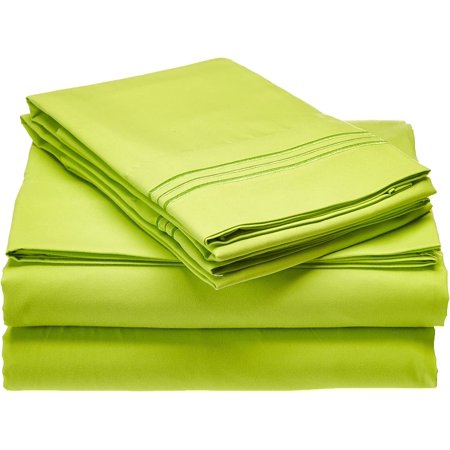 Luxury Silky-Soft 1800 Thread Count Premium Collection - Wrinkle-Free 4-Piece Bed Sheet Set, Deep Pocket up to 16 inch, Queen Lime