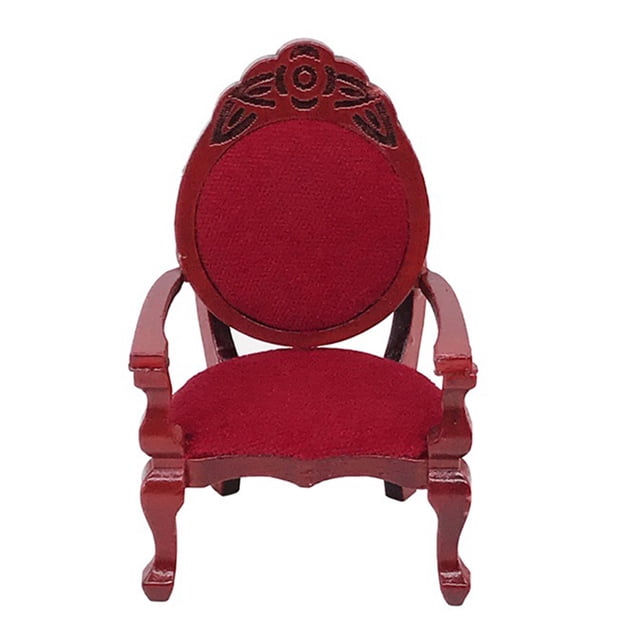 Casa de muñecas 1:12 Silla retro de madera con respaldo alto Accesorios para casa de muñecas Kearding WJ4206-00B