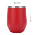 thumbnail image 5 of Verre à Vin Sans Pied en Acier Inoxydable 12 oz double Paroi Isolée sous Vide Couvercles à Vin Café Cocktail Rouge, 5 of 5