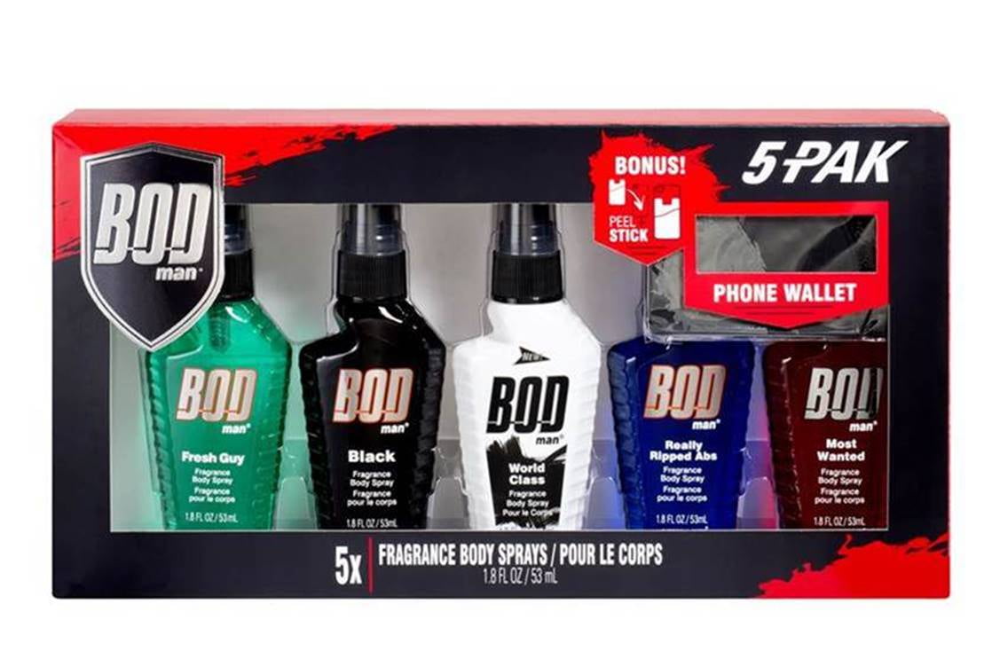 (15 Value) BOD Man Body Spray Gift Set with Bonus Phone Wallet, 5