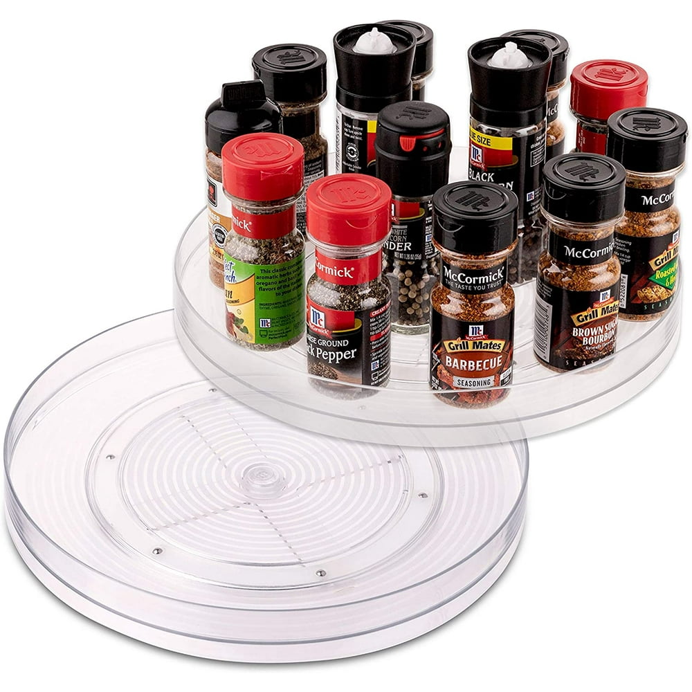 Homeries Round Lazy Susan Rotating Spice Turntable Clear Food Storage
