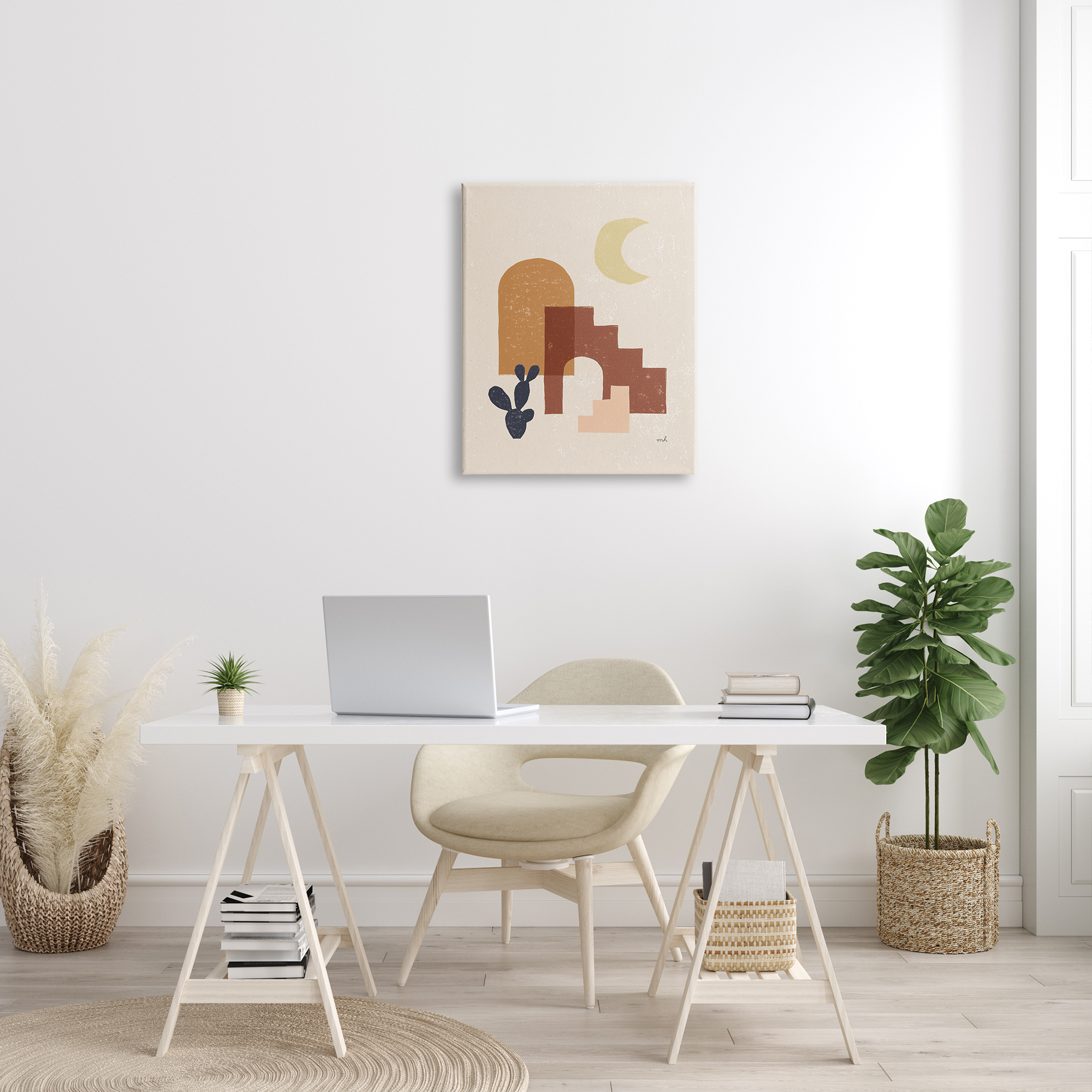 Stupell Indtries Abstract Terracotta Architecture Geometric Shapes Crescent Moon Cact,24 x 30,Design by Moira Hershey