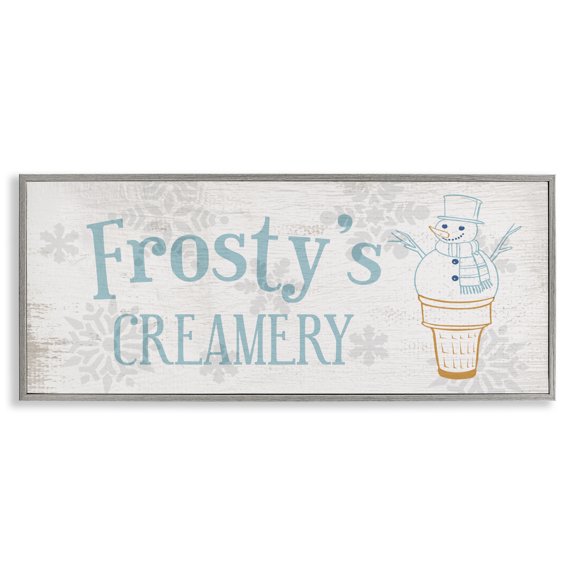 Stupell Industries Rustic Lodge Frosty's Creamery Winter Ice Cream Gray Framed Giclee Art, 30 x 13, by Lil' Rue
